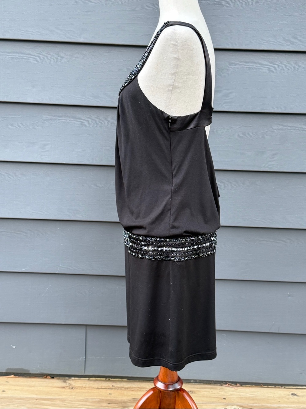 Studio W by SUE WONG Black Embellished Sleeveless open back drop waist Dress 4 - Picture 8 of 16